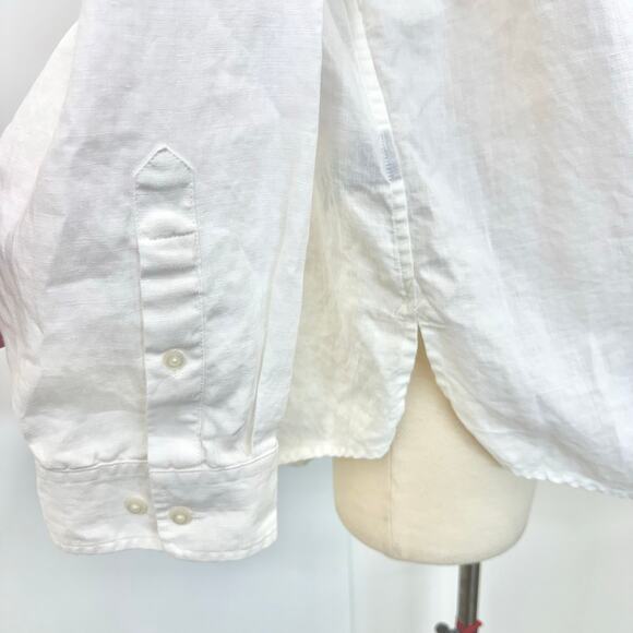 Lauren Ralph Lauren Linen Button-Down Shirt Embroidered Floral Top Blouse 3X - Picture 8 of 10